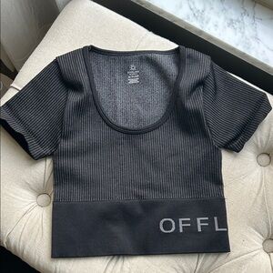 OFFLINE by Aerie Women’s XS Black Seamless Ribbed Cropped Striped Women's Top